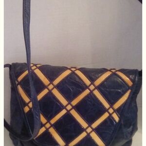 Fifth Avenue Navy And Yellow Shoulder Bag